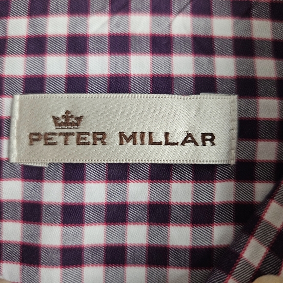 Peter Millar Mens Long Sleeve Purple White Plaid Button Down Size Large - Picture 9 of 10